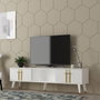 Hanah Home Soporte para televisor Asel - Blanco y Oro